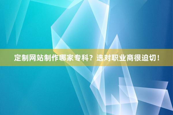 定制网站制作哪家专科？选对职业商很迫切！